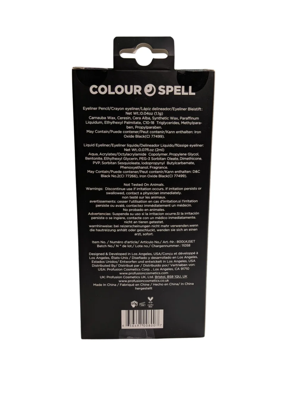 Colour Spell Kohl & Liquid Eyeliner Set Black Profusion Cosmetics NEW